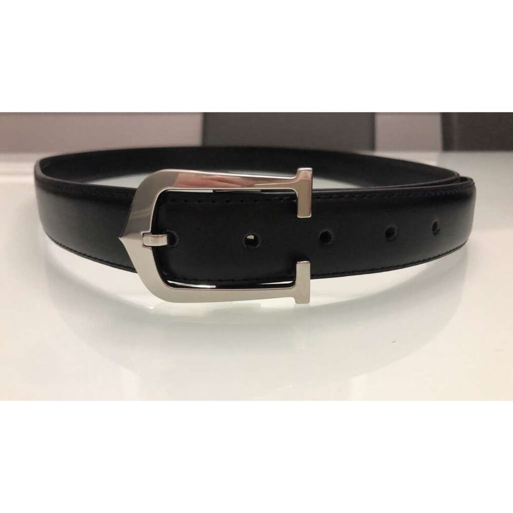 Cartier Paris Men’s Belt Black Gold Silver Tone Buckle READ